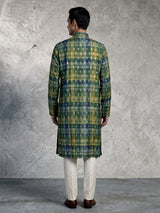 Green premium silk blend zari kurta pajama