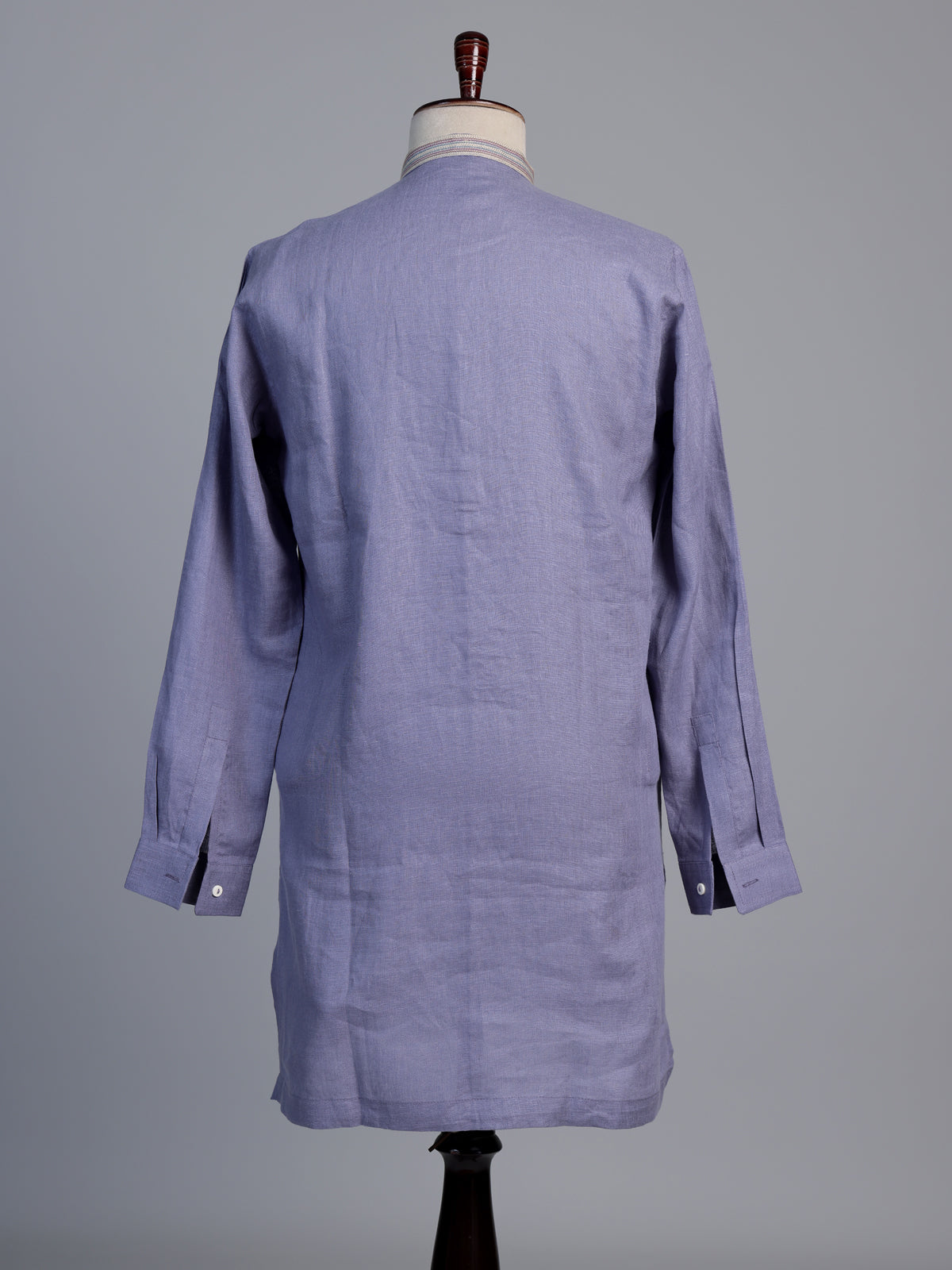 Pastel blue linen men embroidered kurta suit