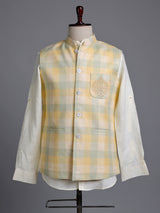 Yellow royal floral embellished men waistcoat