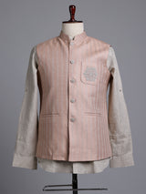 Dark peach artisanal bead embroidered men waistcoat