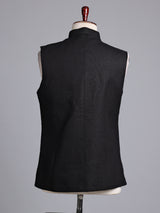 Black regal zardosi embroidered men waistcoat