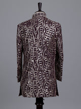 Wine boys poly cotton indowestern set with golden sequins
