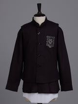 Deep wine boys waistcoat set with embellished chest pocket detailing