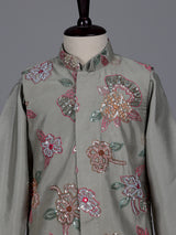 Grey boys waistcoat set with sequins and beaded detailing