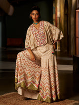 Off white womens indo western fusion suit with sharara