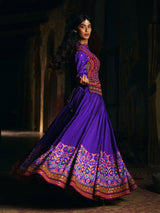 Royal blue womens patola print lehenga choli