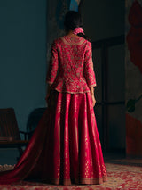 Magenta pink womens mughal angrakha lehenga choli