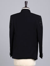 Black boys coat suit with geometric mosaic rhinestone detailing