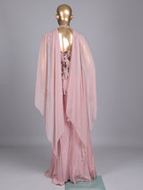 Dusty pink chiffon silk palazzo suit with embellished dupatta