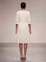 Off white cotton blend designer kurti with embroidery