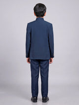 Navy terry rayon boys Jodhpuri suit with antique buttons
