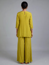 Liril green chiffon silk designer palazzo suit with gota detailing