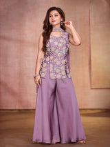 Lilac lavender silk blend girls palazzo suit
