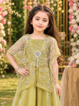 Mehendi green organza silk girls designer palazzo suit