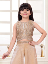 Pastel beige tissue silk girls palazzo suit