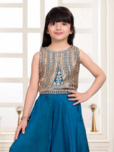 Rama blue tissue silk girls palazzo suit