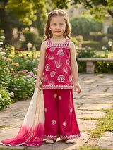 Rani pink cotton silk girls palazzo suit