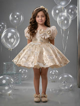 Cream zari flare girls frock