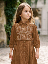 Brown embroidered girls frock