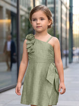 Pista green one shoulder girls dress