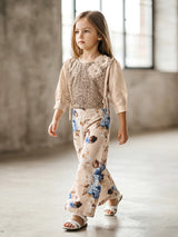 Cream sequin floral girls co-ord set