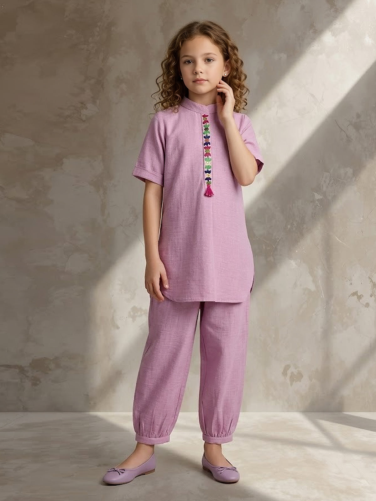 Dusty pink sequined girls co-ord set