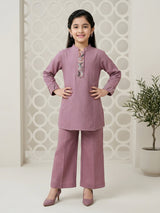 Dusty pink embroidered girls co-ord set