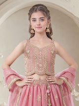 Pink scalloped flare girls lehenga choli