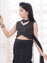 Black cutdana detailed girls lehenga choli