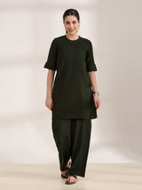 Black solid palazzo women kurti set