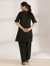 Black solid palazzo women kurti set