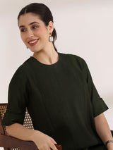 Black solid palazzo women kurti set