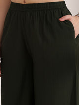 Black solid palazzo women kurti set