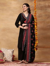 Black kutch printed women kurti set
