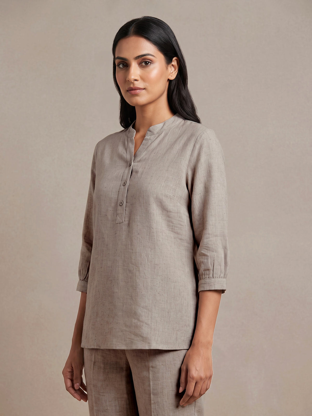 Beige womens classic short kurti