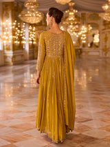 Mustard yellow regal mughal womens floor suit
