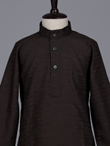 Brown boys cotton kurta suit with elegant thread weaving