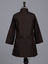 Brown boys cotton kurta suit with elegant thread weaving