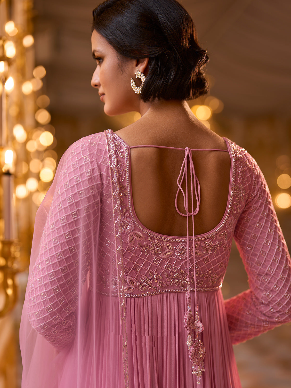 Magenta pink opulent floral womens floor suit
