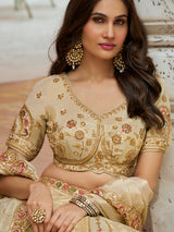 Cream mughal garden women lehenga choli