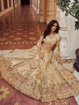 Cream mughal garden women lehenga choli