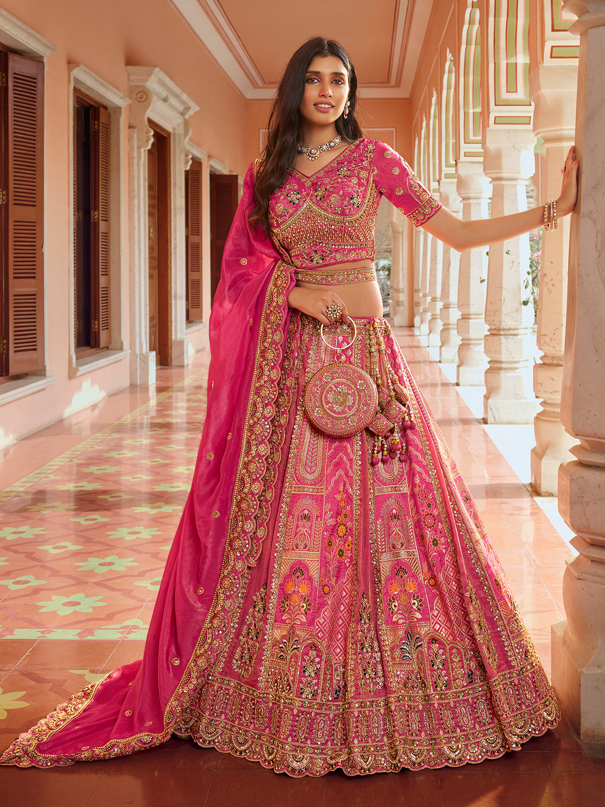 Rani pink jaali ambi women lehenga choli