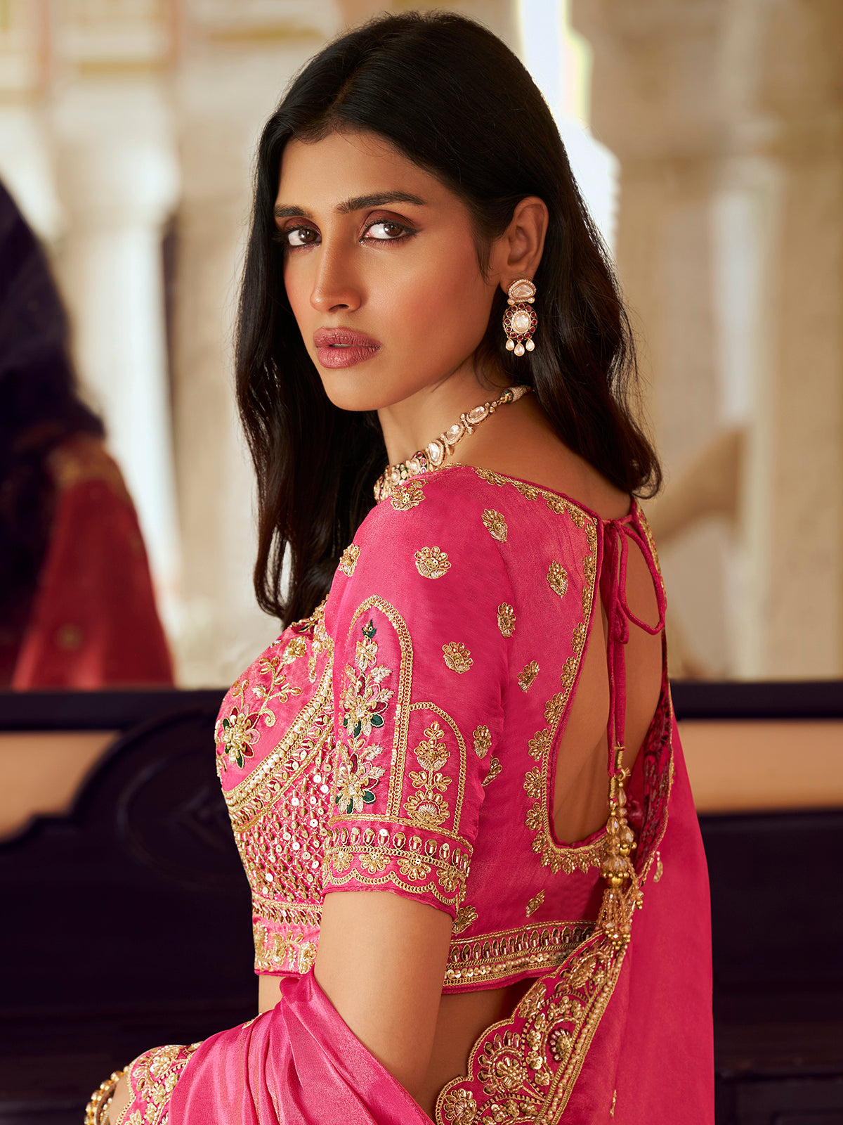 Rani pink jaali ambi women lehenga choli