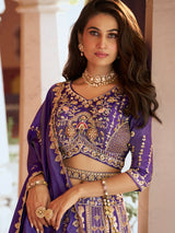 Purple jharokha motif women lehenga choli