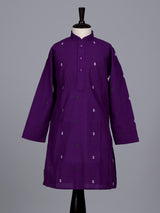 Purple boys cotton kurta suit with intricate butti thread work