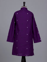 Purple boys cotton kurta suit with intricate butti thread work
