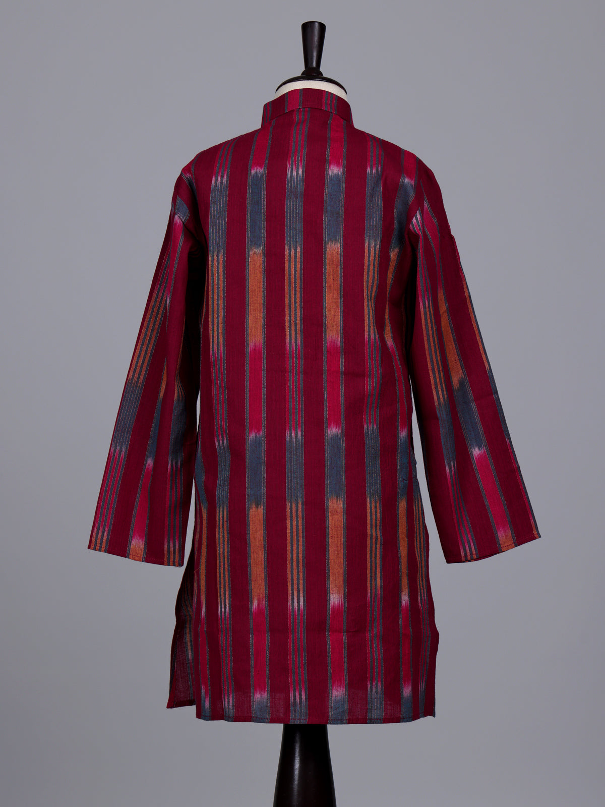 Maroon boys cotton silk kurta suit with elegant stripe print