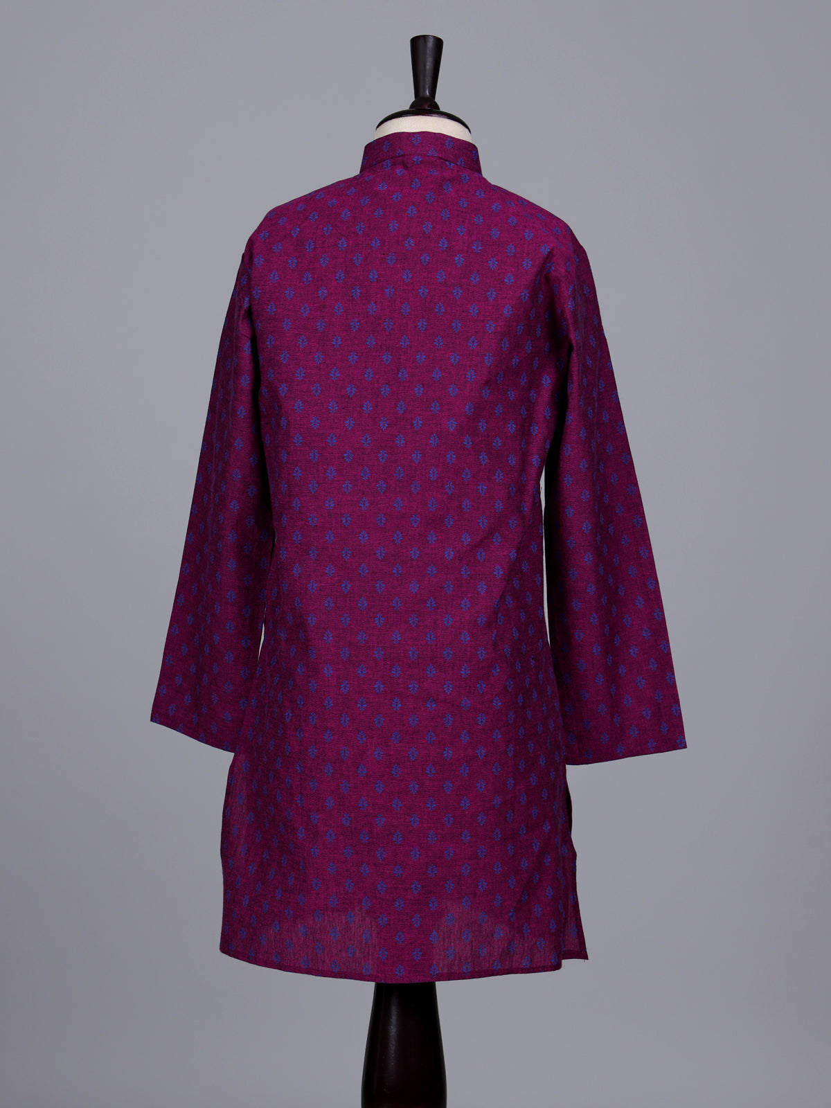 Purple boys cotton blend kurta suit with traditional butti print