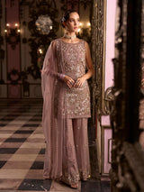 Cafe rose pink exquisite embroidered womens palazzo suit
