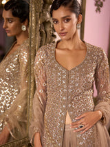Ivory gold regal embellished womens palazzo suit